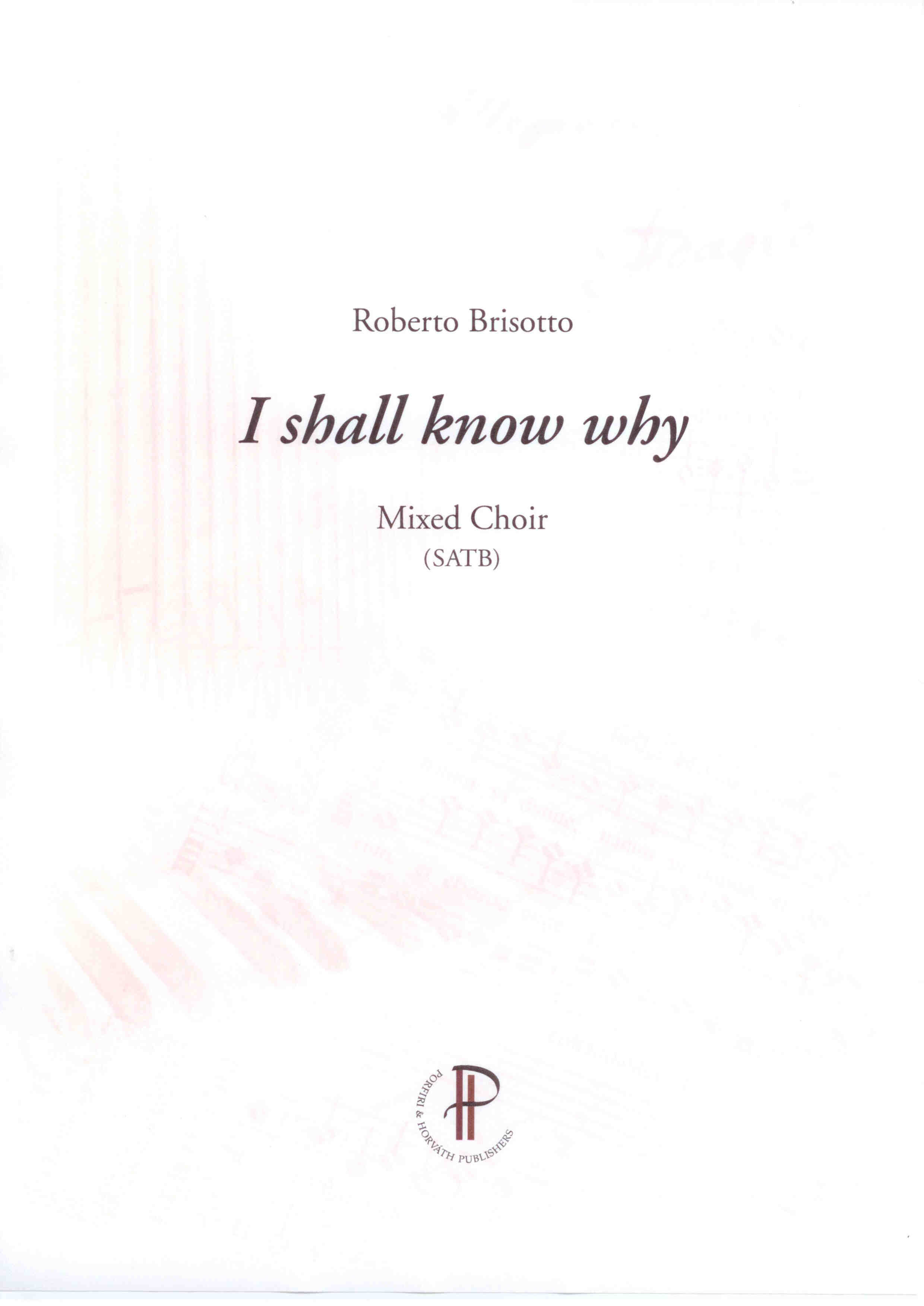 I shall know why - Show sample score