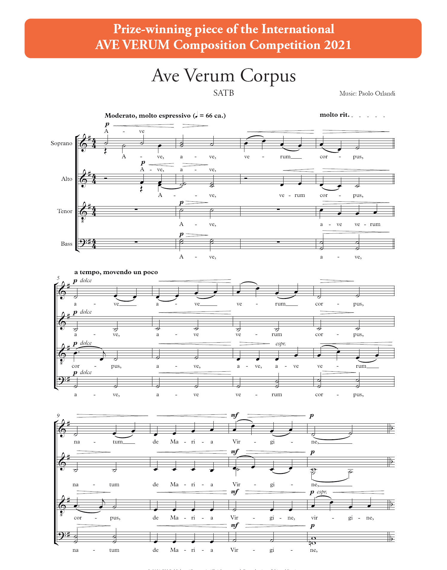 Ave Verum Corpus - Show sample score